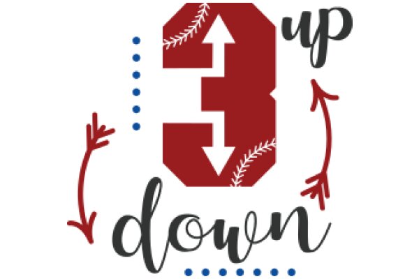 Baseball-Inspired Number Three Design with the Word 'Down' in a Stylized Font