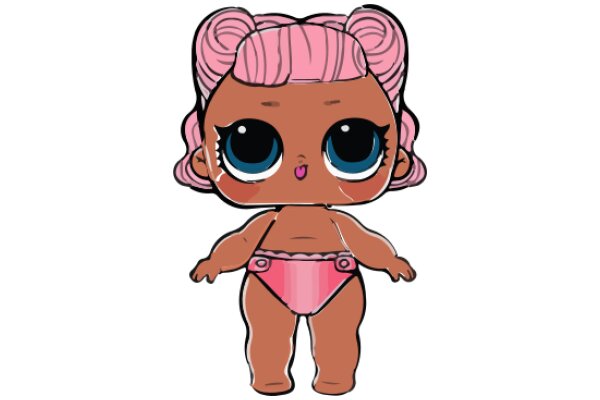 Pink-Haired Doll with Blue Eyes and Pink Bikini