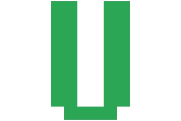 Simplistic Green Upside-Down Letter 'U' on a White Background