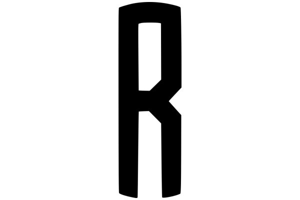 Stylized Black Letter 'R' with a White Background