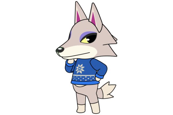 An Adorable Cartoon Wolf in a Cozy Sweater