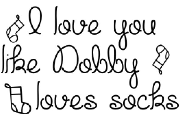 Hand-Drawn Affectionate Message: 'I Love You Like Dobby Loves Socks'