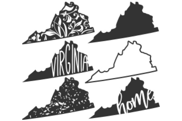 A Collection of Silhouetted Landmarks: Virginia, Home, and Mountain