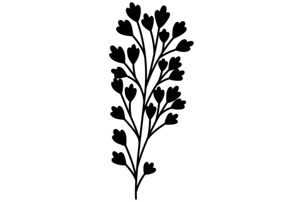 Elegant Black Silhouette of a Floral Branch