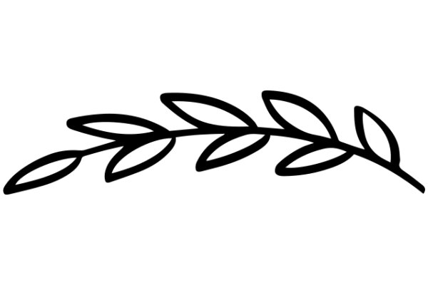 Simplistic Line Drawing of a Leafy Branch