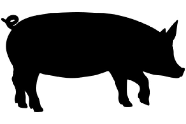 A Silhouette of a Pig on a White Background