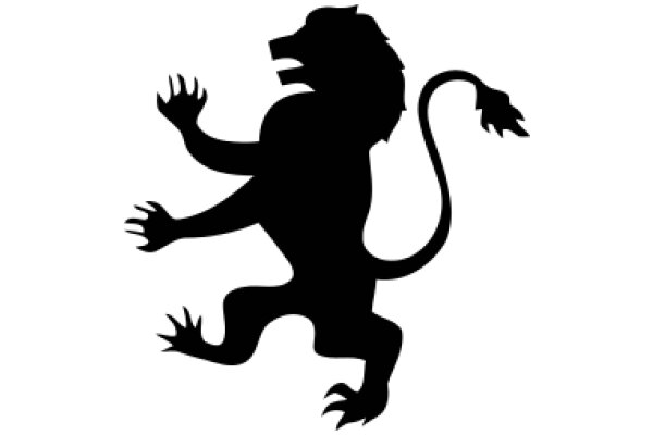 A Silhouette of a Lion with a Tail, Standing on One Leg