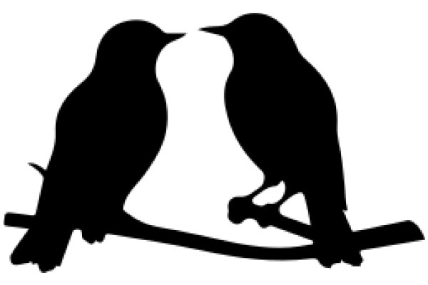 Silhouette of Two Birds in a Hug