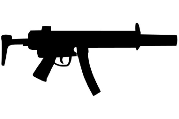 Silhouette of a Gun on a White Background