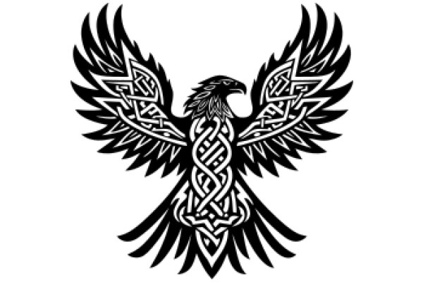 Stylized Black Eagle with Intricate Designs