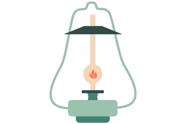 A Stylized Illustration of a Candle in a Lamp with a Flame