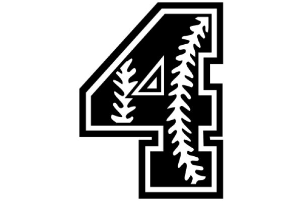 Stylized Baseball Logo with Number Four