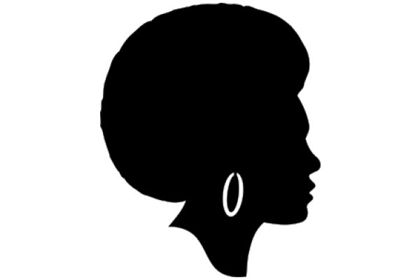 Stylized Black Silhouette of a Woman's Head with Large Earrings