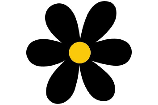 Stylized Black and Yellow Flower with a Yellow Center