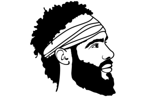 A Stylized Portrait of a Man with a Beard and Headband