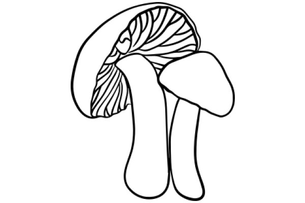 Simplistic Line Drawing of a Mushroom