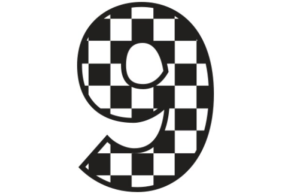 Stylized Checkered Logo with a Curved Letter '9'