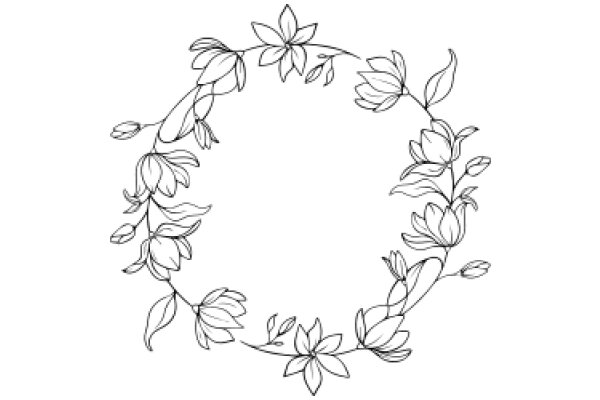 Elegant Floral Design: A Line Art