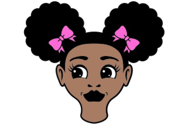 Stylized Cartoon Character with Pink Bow and Big Eyes