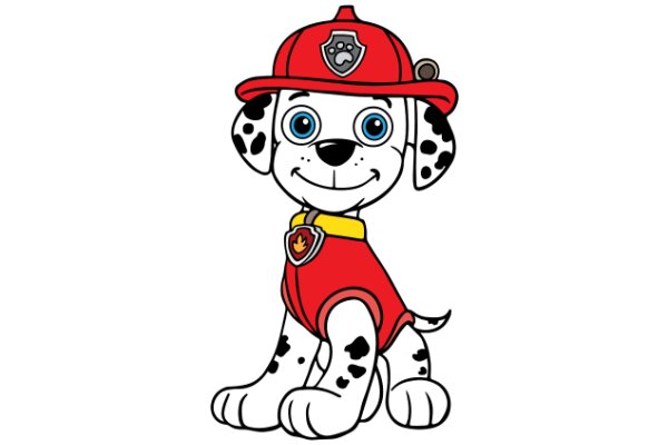 A Dalmatian Puppy in a Firefighter Uniform