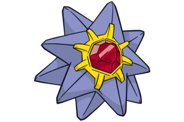 Pixilated Artwork: A Vibrant Star-like Figure with a Red Center