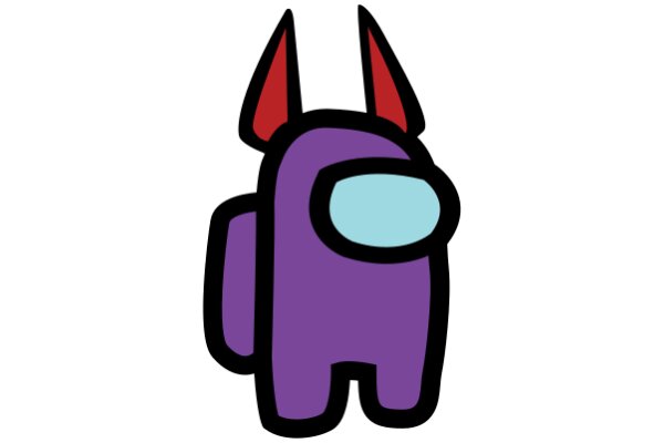 Vibrant Cartoon Character with Red Horns and Blue Glasses