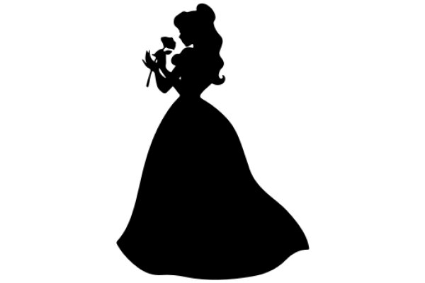 Silhouette of a Woman Holding a Rose