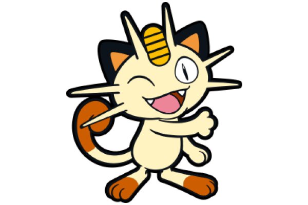 Cute Cartoon Cat with a Smile and a Blush, Standing on Two Legs