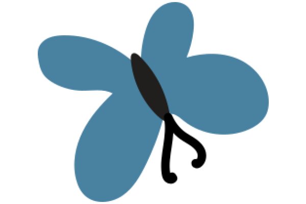 Stylized Blue Butterfly with a Black Antenna