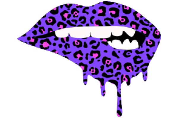 Vibrant Purple Leopard Print with a Mouth and Drops of Pink Glitter