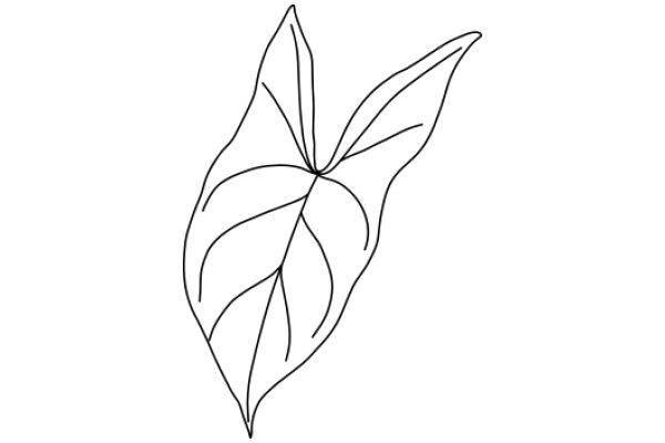 Simplistic Line Drawing of a Leaf