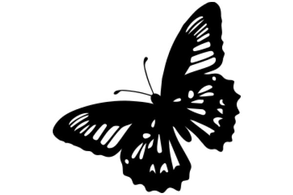 Stylized Black Silhouette of a Butterfly