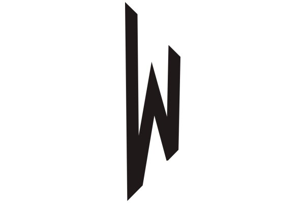 Stylized Black Letter 'W' on a White Background