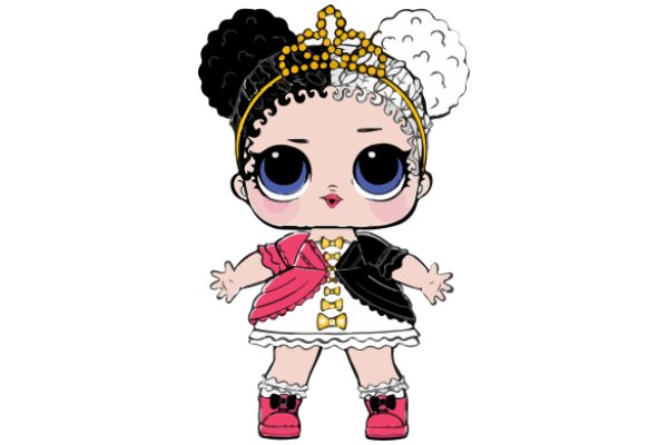 A Stylish Cartoon Character with a Crown and a Purse