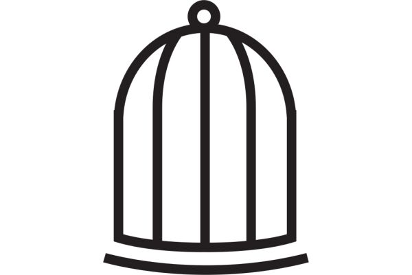 Simplistic Black and White Icon of a Birdcage