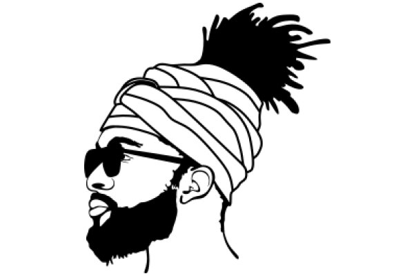 Stylish Illustration of a Man with a Beard and a Turban