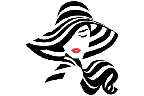 Stylish Illustration of a Woman's Face with a Hat and Scarf