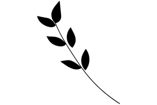 Simplistic Black Line Art of a Leaf