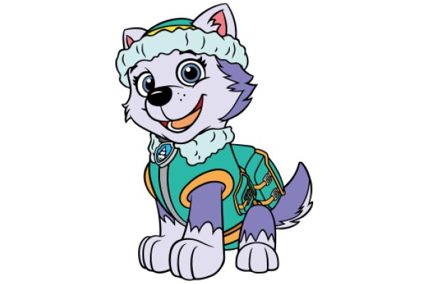 Adorable Cartoon Wolf in a Cozy Outfit