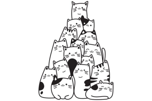 A Whimsical Stack of Cats: A Playful Illustration of Feline Friendship