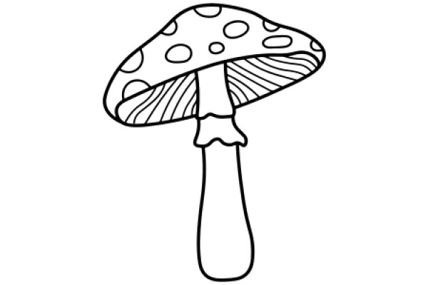 A Whimsical Line Drawing of a Mushroom with a Stem