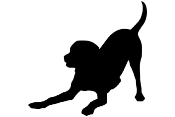 Silhouette of a Dog in a Playful Pose