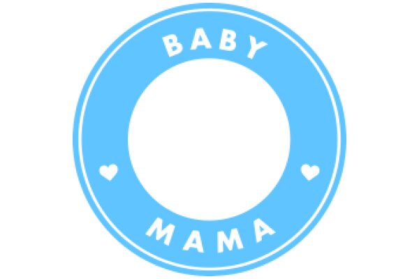 A Blue Circle with the Words 'Baby Mama' and Two Hearts