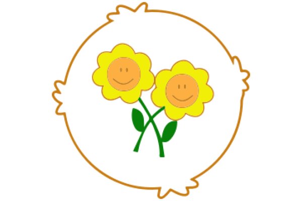 Two Smiling Sunflowers in a Circle