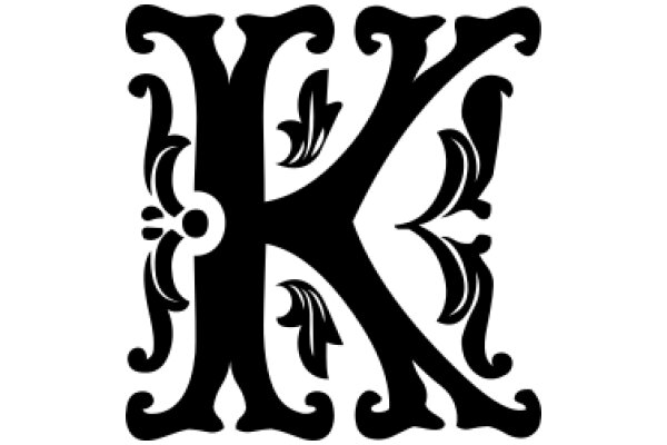 Stylized Letter K with a Pixelated Fish Design