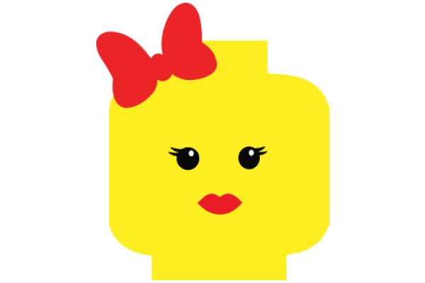 Vivid Illustration of a Yellow Character with a Red Bow and Red Lips