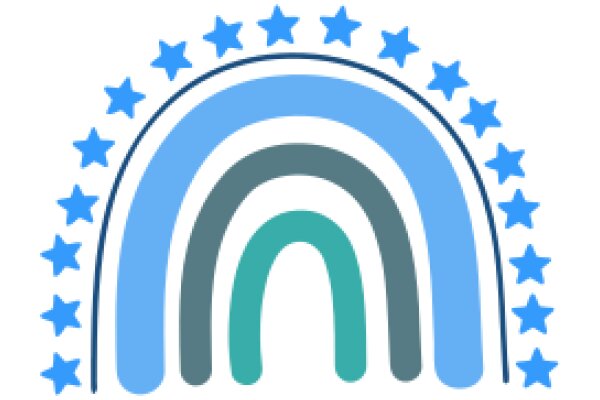 Stylized Logo with Stars and a Rainbow Arch