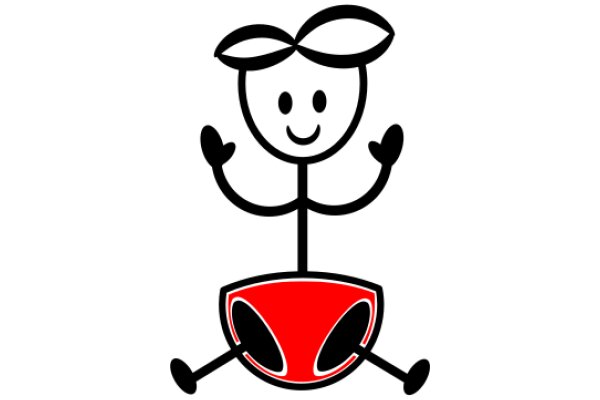 A Playful Cartoon of a Character with a Red Hat and a Smile