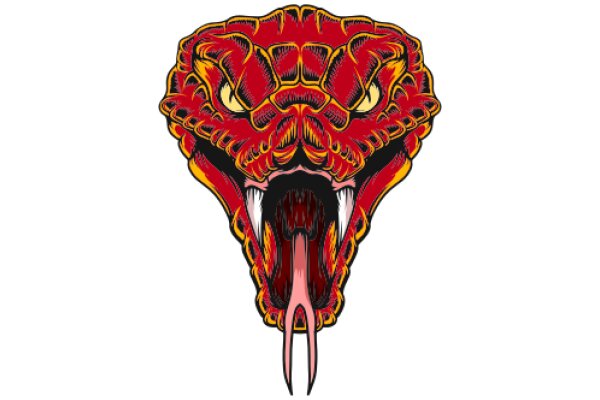 Vivid Illustration of a Fierce Red Dragon with a Pink Tongue