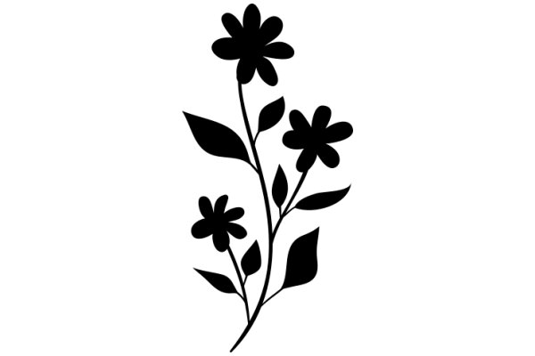 Elegant Black Silhouette of a Flowering Plant